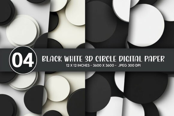Black White 3D Circle Digital Paper: A Modern Design Asset