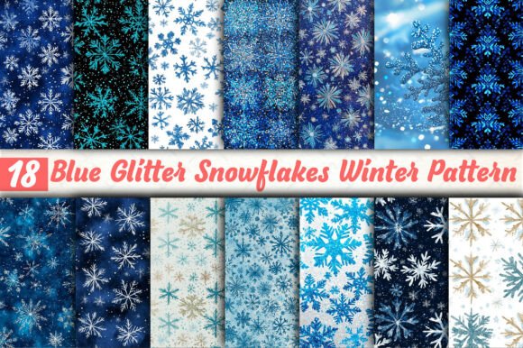 Blue Glitter Snowflakes: Winter Design Pattern Guide