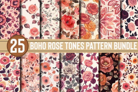 Boho Rose Tones Pattern Bundle: Elevate Your Designs
