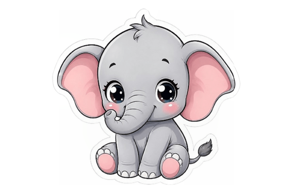 Cute Baby Elephant Sticker PNG | Kawaii