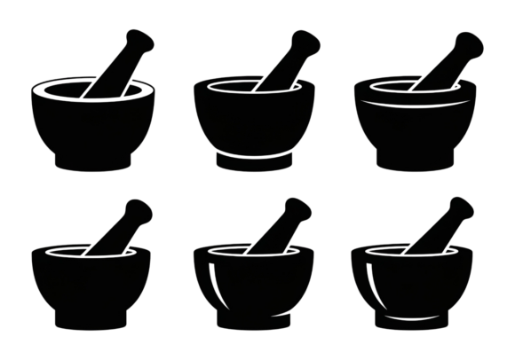 Elevate Your Designs with a Mortar and Pestle Icons Set