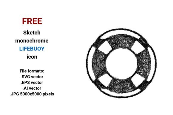 Free Sketch Lifebuoy Icon for Modern Design