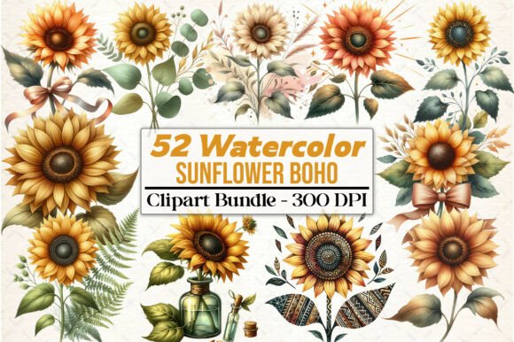 Sunflower Boho Clipart: Elevate Your Creative Projects