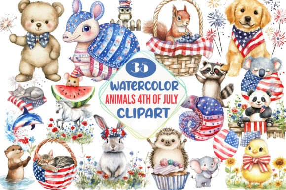 Watercolor Animals 4th of July: A Designer's Festive Asset